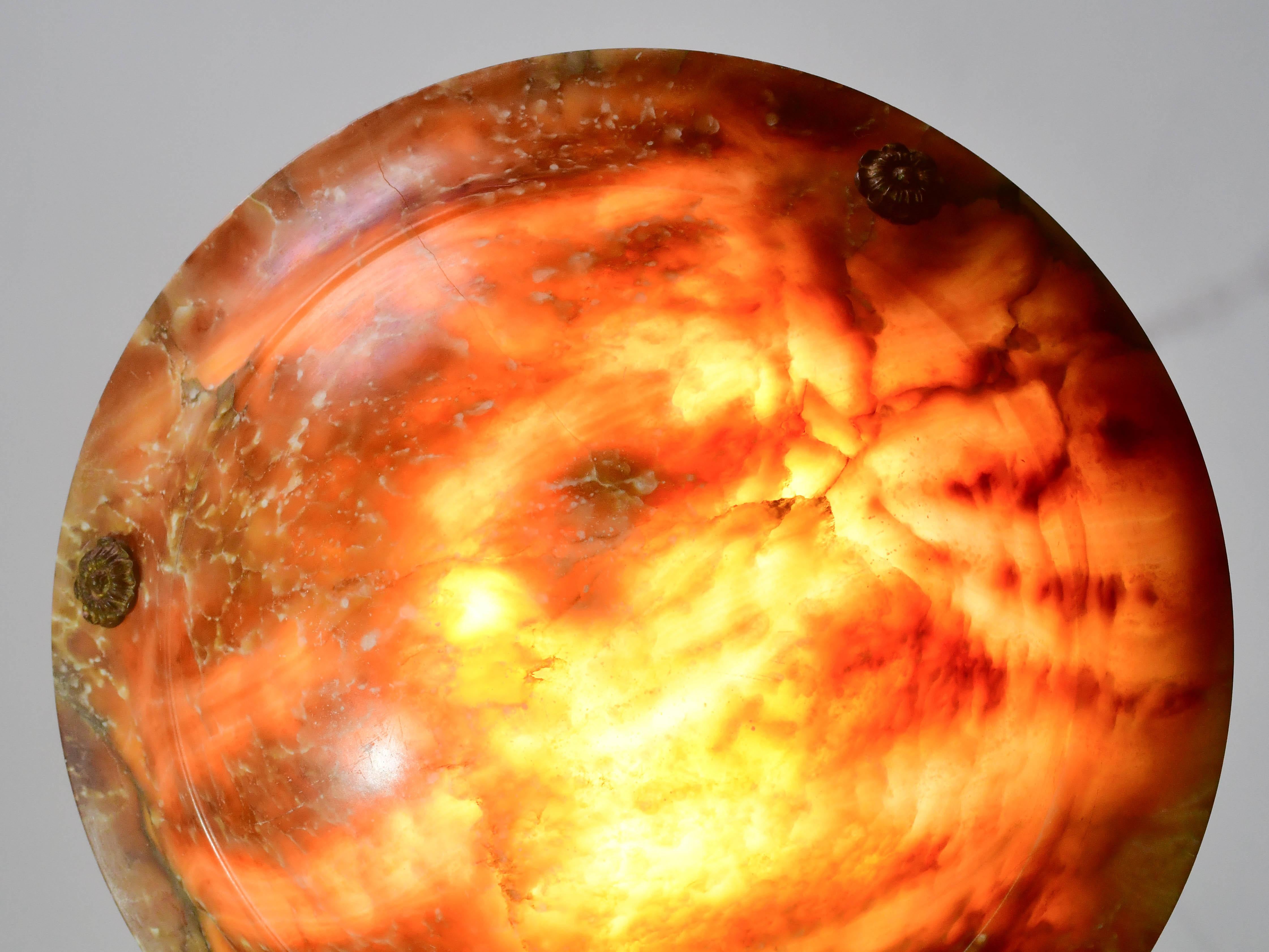 Art Decò Großer Design Orange Alabster Kronleuchter, 1940er Jahre im Angebot 3