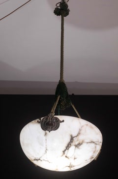 Art Deco Great design White Albaster Chandelier, 1940s