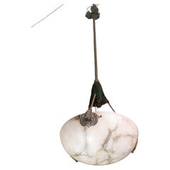 Art Deco Great design White Albaster Chandelier, 1940s