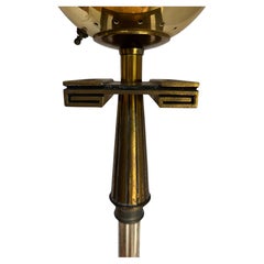 Lampada da terra in ottone con motivo a greca in stile Tommi Parzinger, anni ’60, Mid-Century Modern