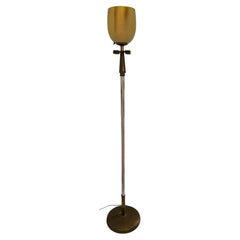 Lámpara de pie tipo torchiere de Stiffel con cáliz de latón con diseño «Greek Key» de estilo Art Déco, década de 1960