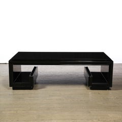 Art Deco Greek Key Cocktail Table in Back Lacquer by Paul Frankl