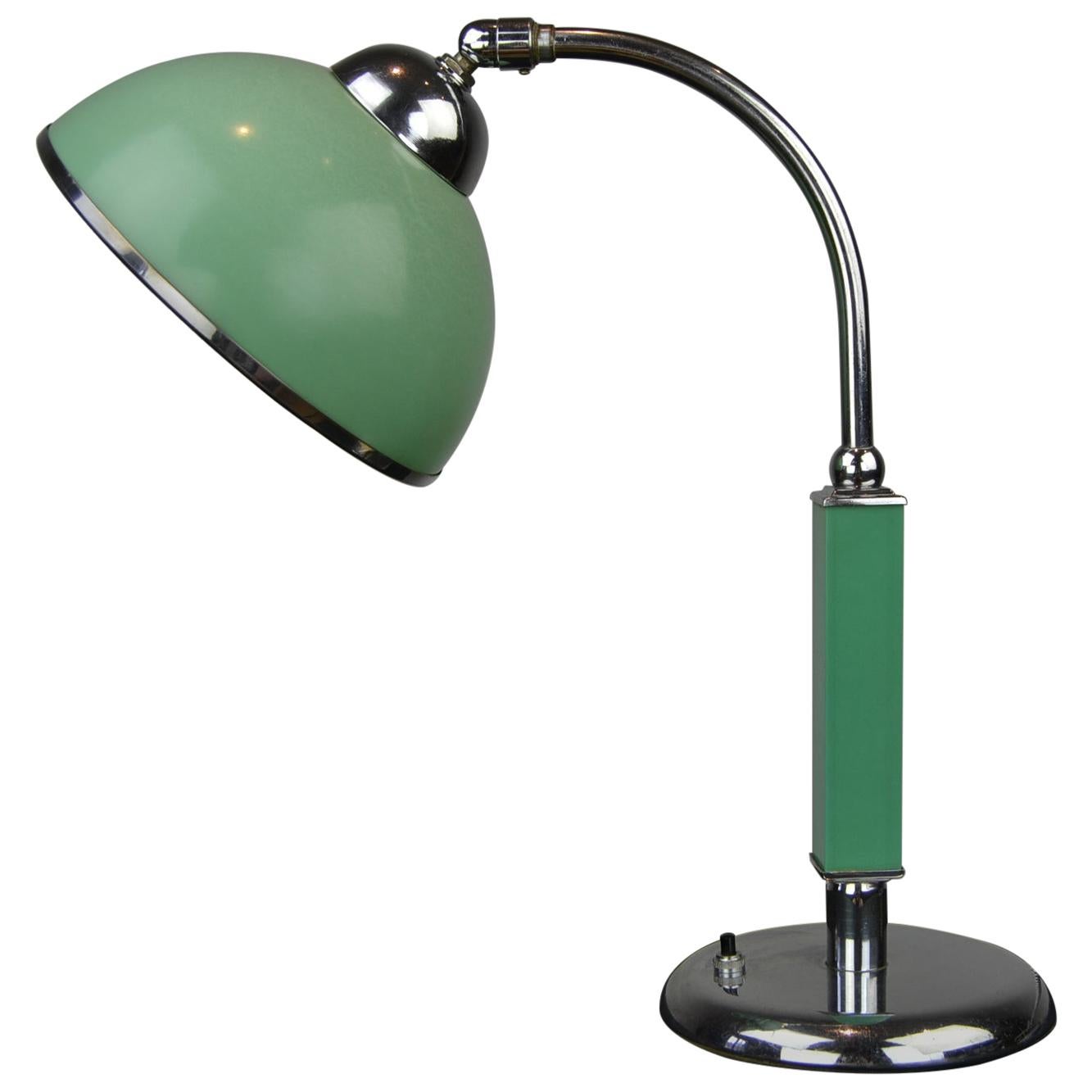 Art Deco Green Bakelite Desk Lamp Bauhaus Style, 1920s, Germany
