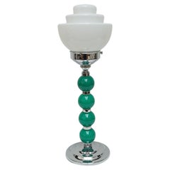 Tischlampe aus grünem Bakelit im Art déco-Stil