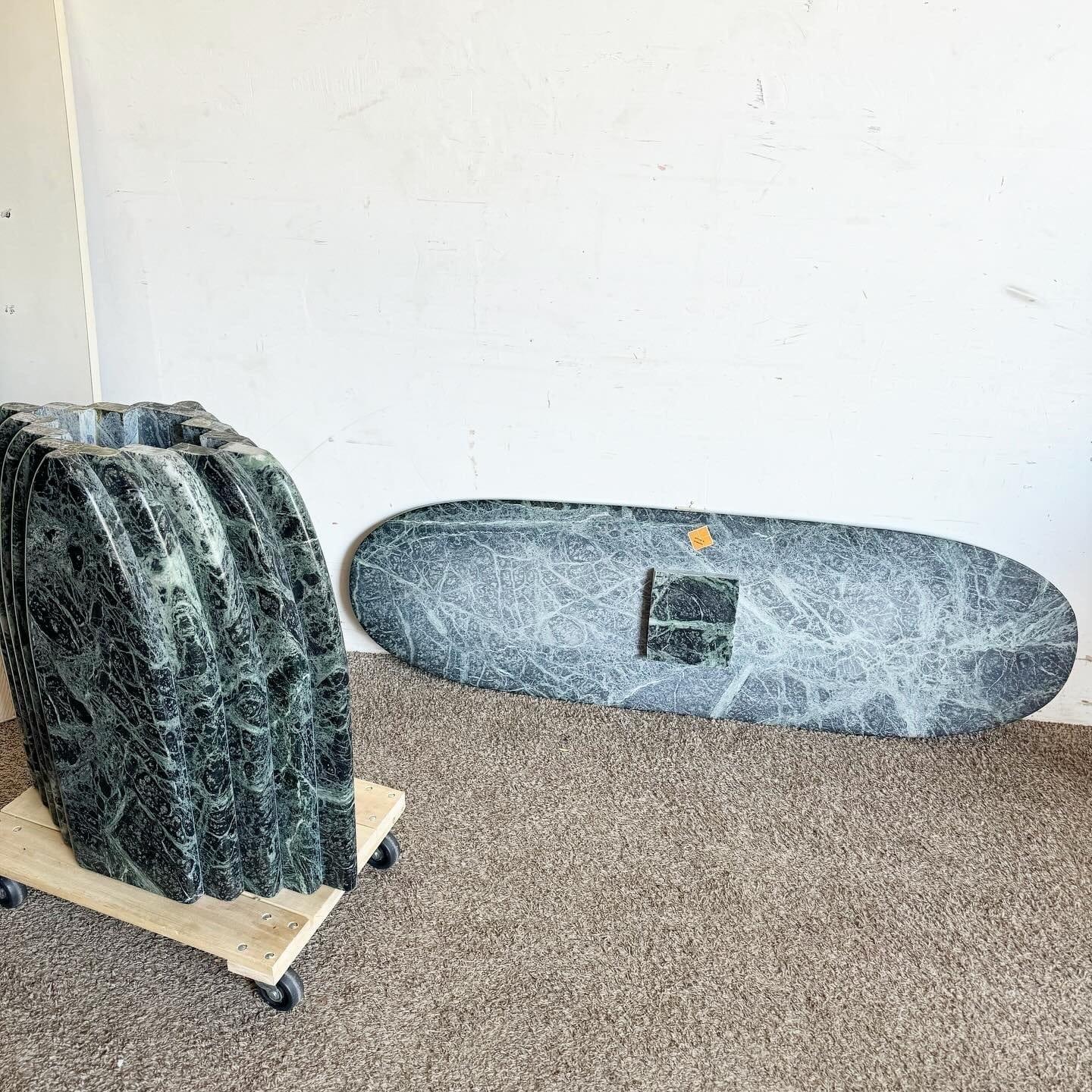 Art Deco Green Belgian Marble Console Table With Scalloped Base 1