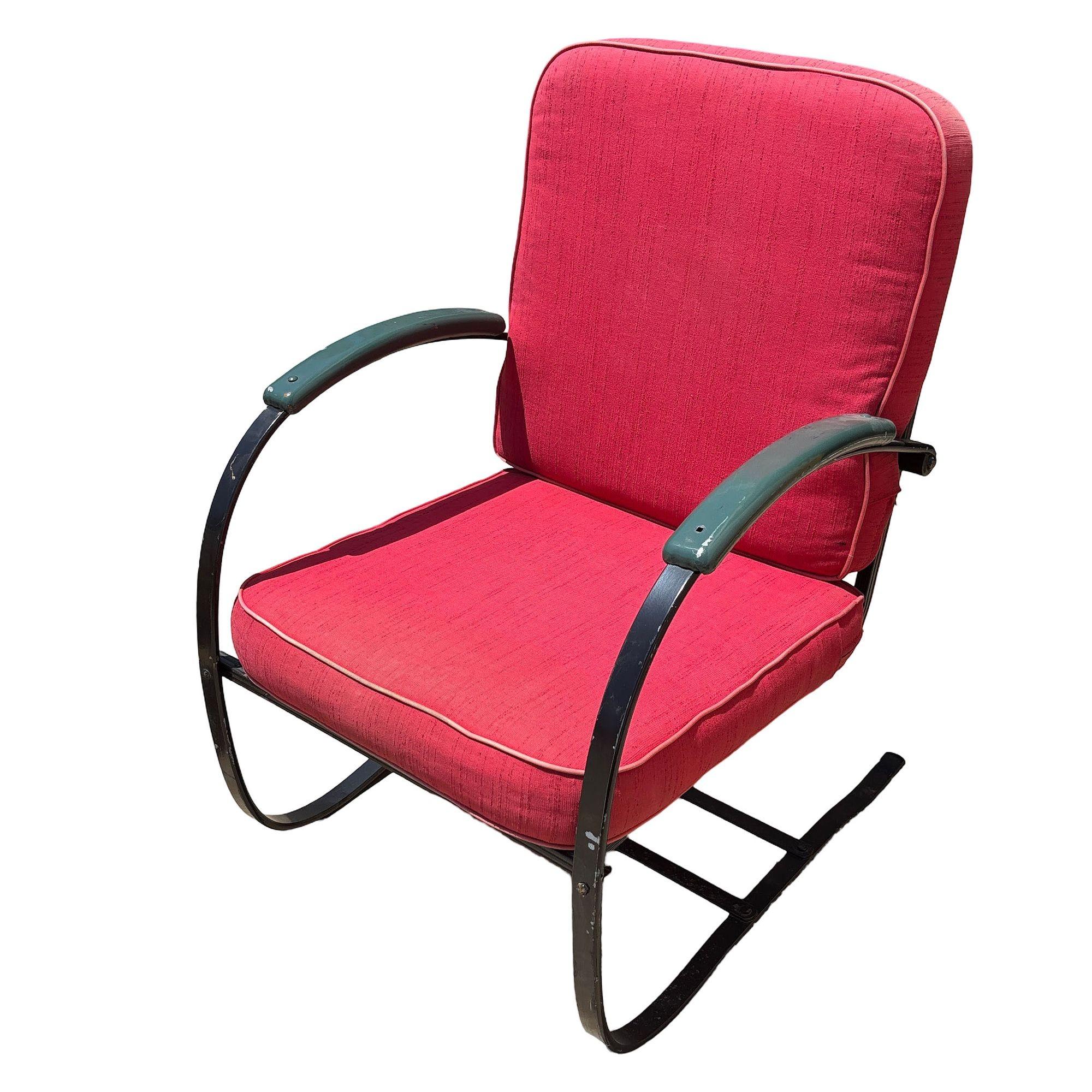 Art Deco Schaukelstuhl Springer in Grün und Schwarz von Wolfgang Hoffmann für Howell (amerikanisch) im Angebot