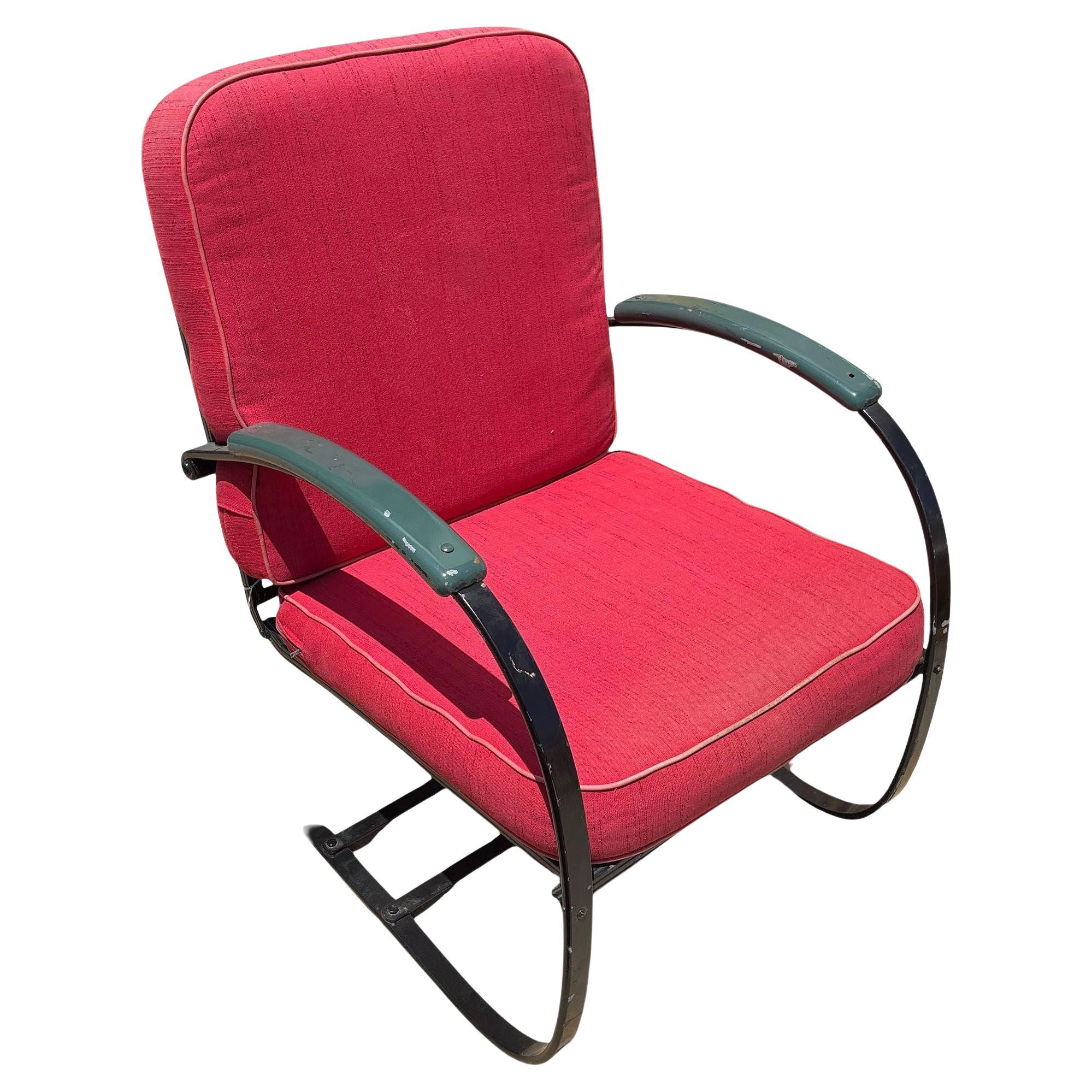 Art Deco Schaukelstuhl Springer in Grün und Schwarz von Wolfgang Hoffmann für Howell im Angebot