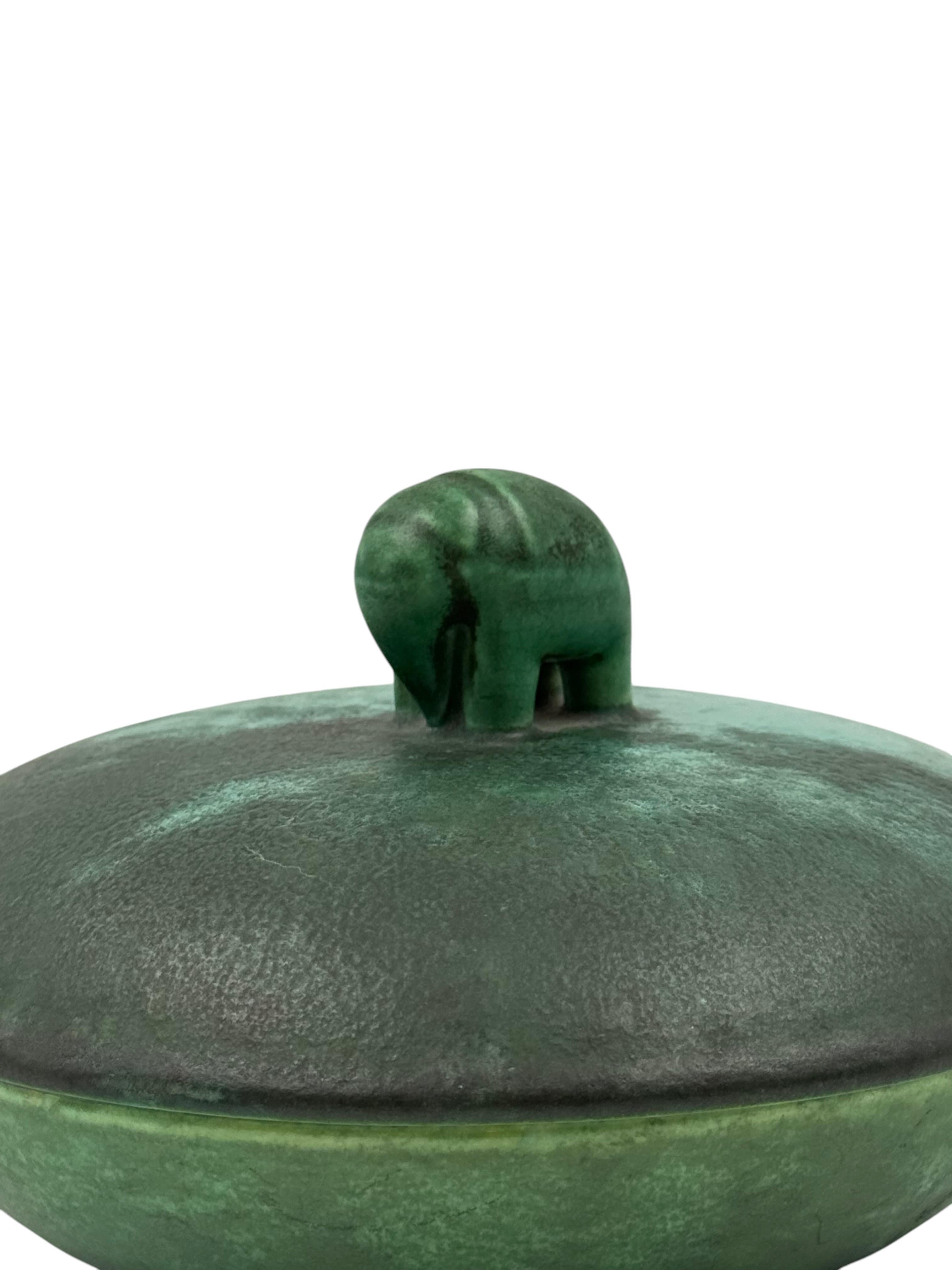 Art deco green ceramic bowl / vide poche Angelo Biancini SCI Laveno Italy 1930s in vendita 3