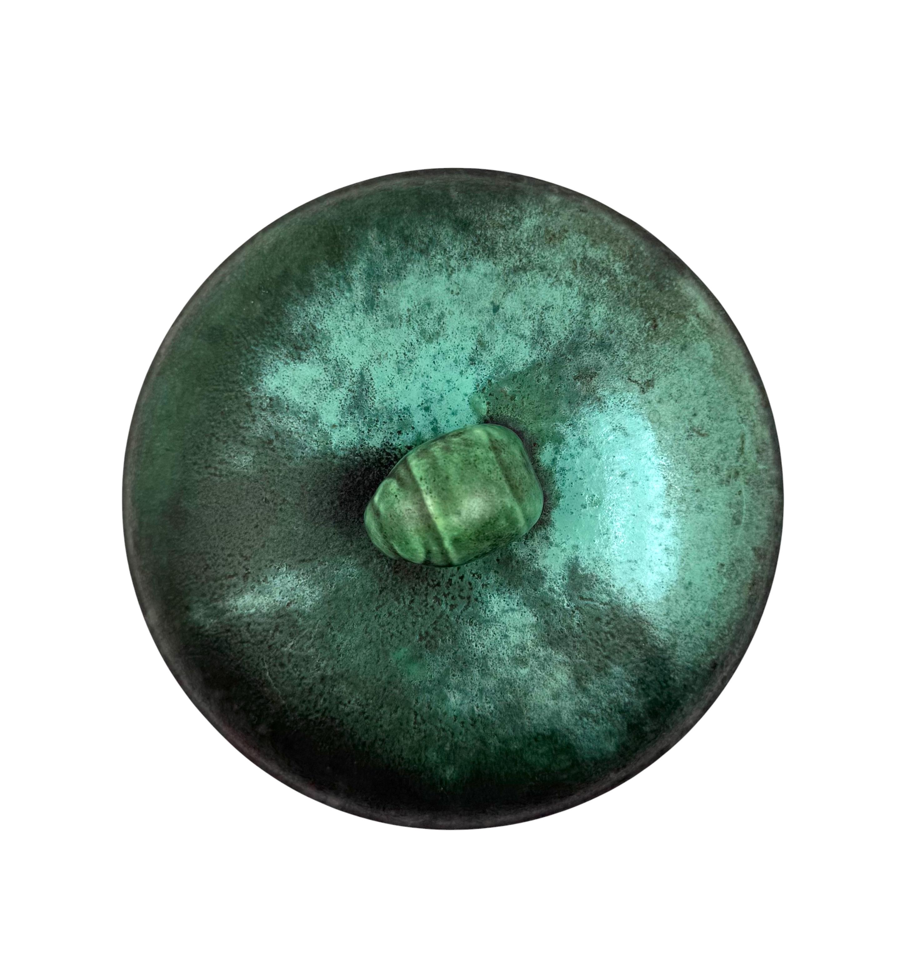 Art deco green ceramic bowl / vide poche Angelo Biancini SCI Laveno Italy 1930s in vendita 7