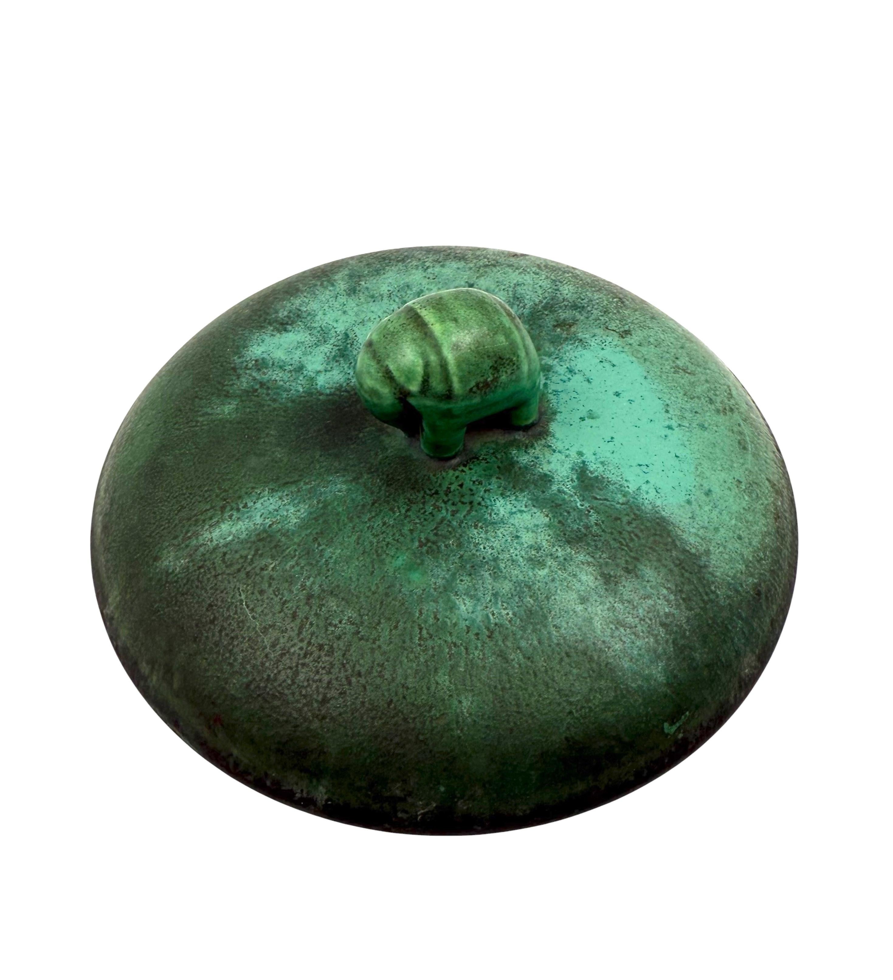Art deco green ceramic bowl / vide poche Angelo Biancini SCI Laveno Italy 1930s in vendita 8