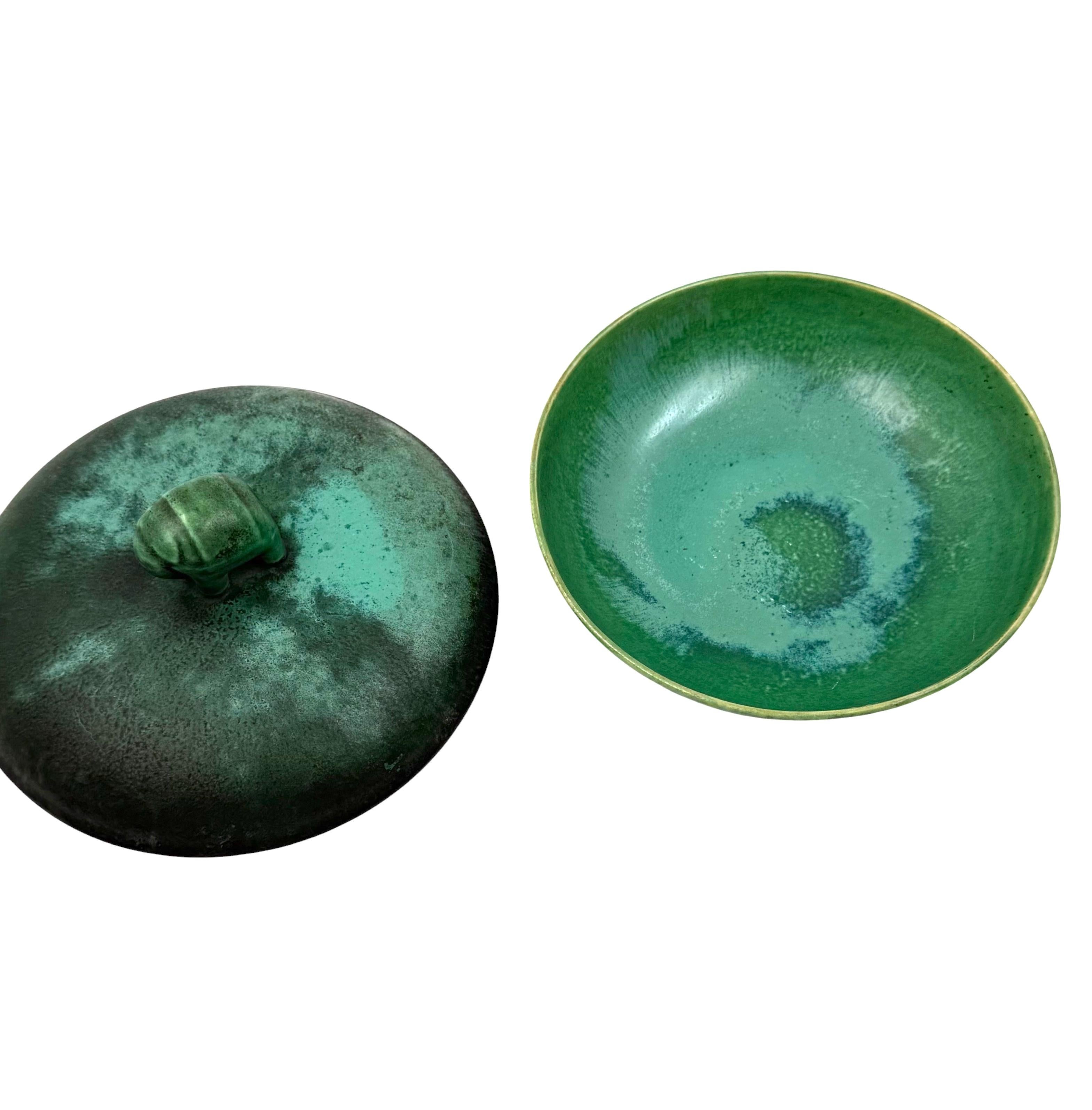 Art deco green ceramic bowl / vide poche Angelo Biancini SCI Laveno Italy 1930s in vendita 10