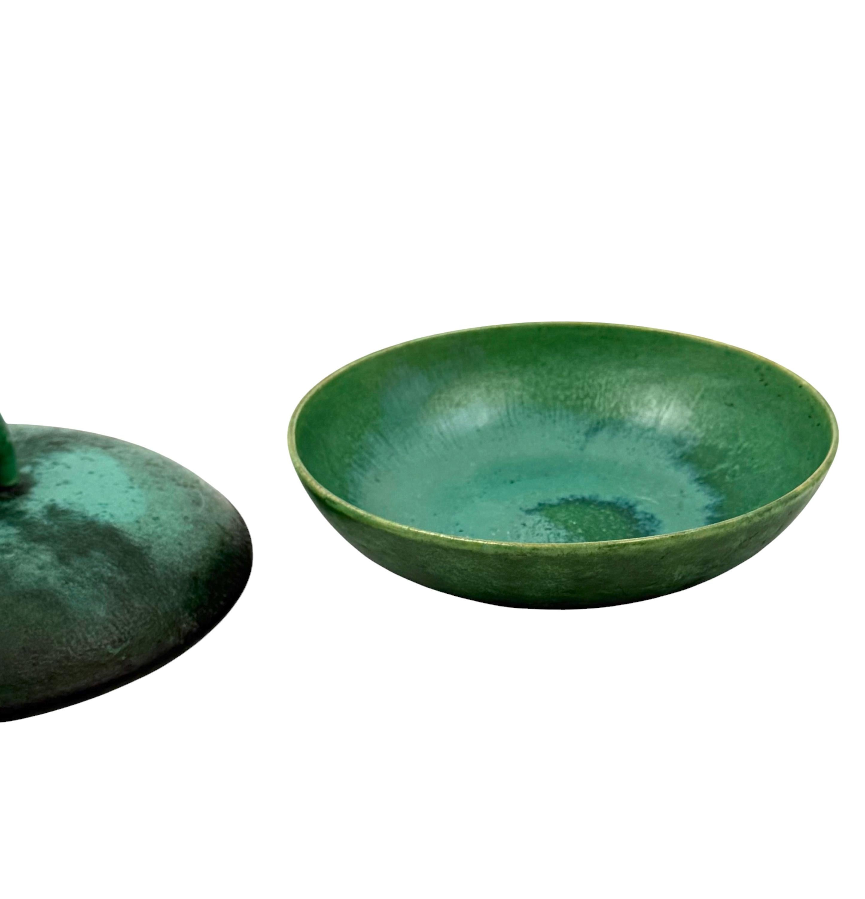 Art deco green ceramic bowl / vide poche Angelo Biancini SCI Laveno Italy 1930s in vendita 11