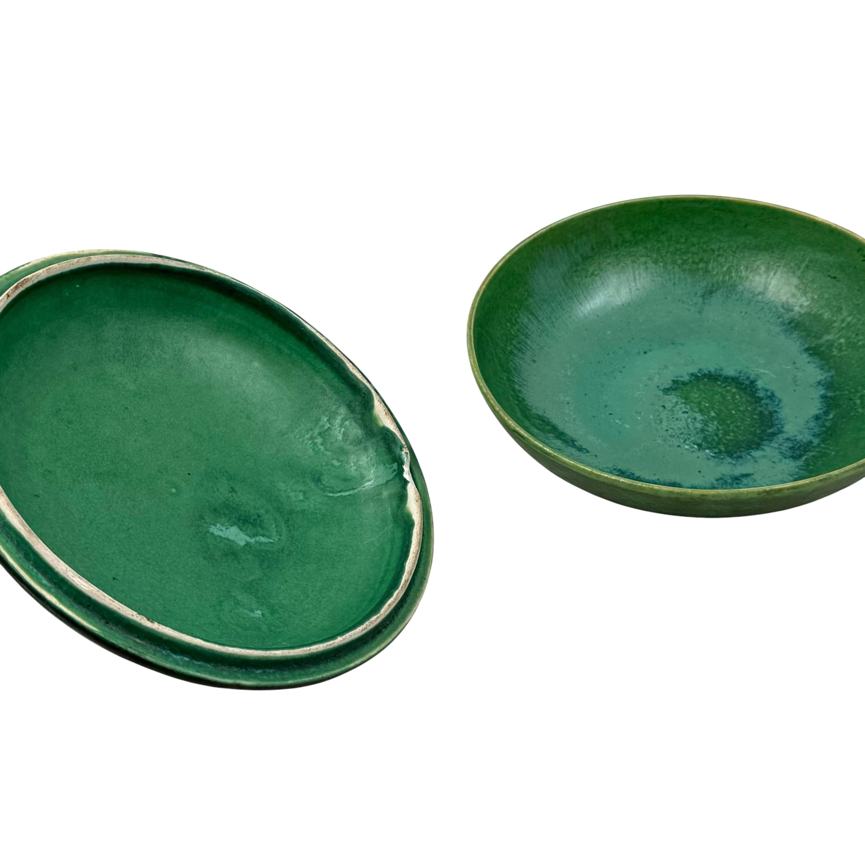 Art deco green ceramic bowl / vide poche Angelo Biancini SCI Laveno Italy 1930s in vendita 12