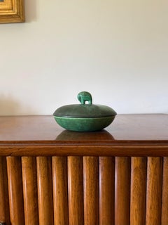 Art deco green ceramic bowl / vide poche Angelo Biancini SCI Laveno Italy 1930s