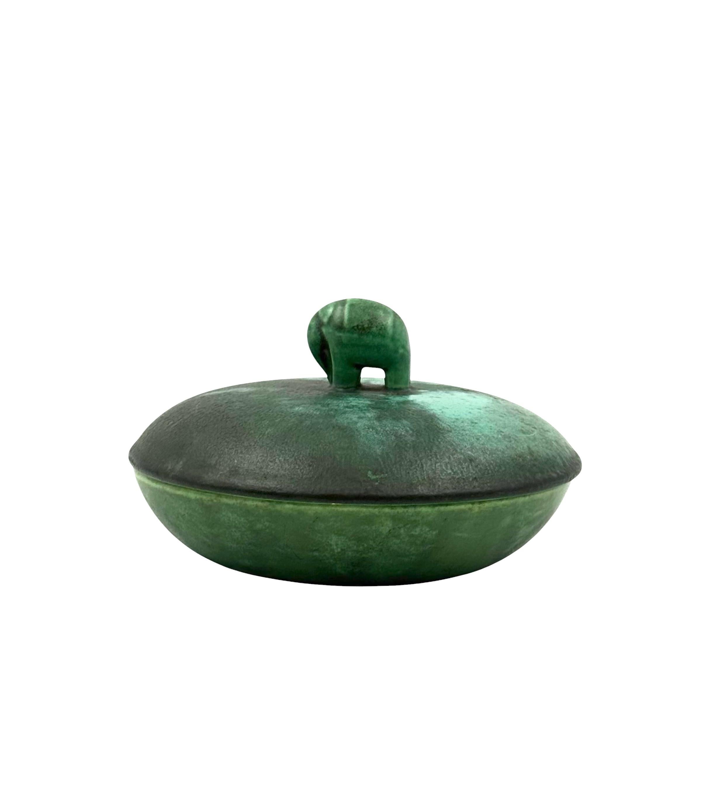 Ceramica Art deco green ceramic bowl / vide poche Angelo Biancini SCI Laveno Italy 1930s in vendita