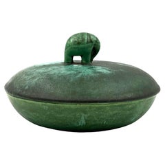 Art deco green ceramic bowl / vide poche Angelo Biancini SCI Laveno Italy 1930s
