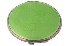 Art Deco Green Enamel English Sterling Silver Compact by Turner & Simpson