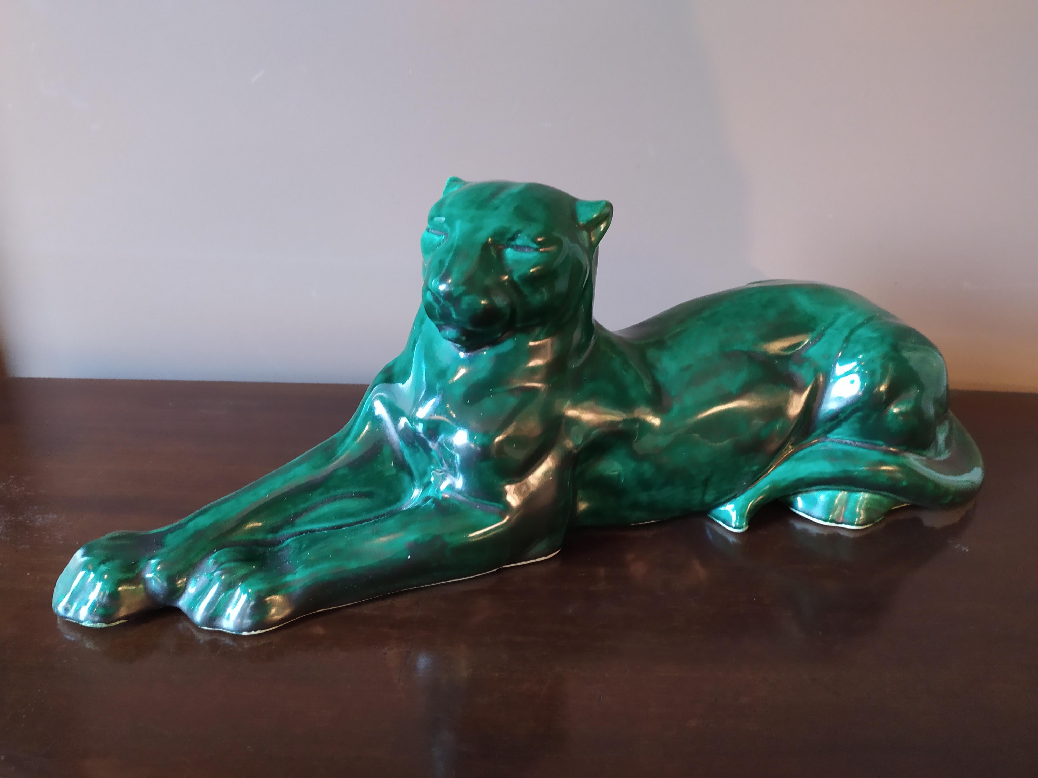 Mid-20th Century Art Deco Green French Panther