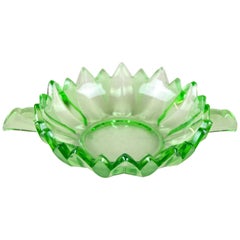 Art Deco Green Glass Bowl, Austria, circa 1930