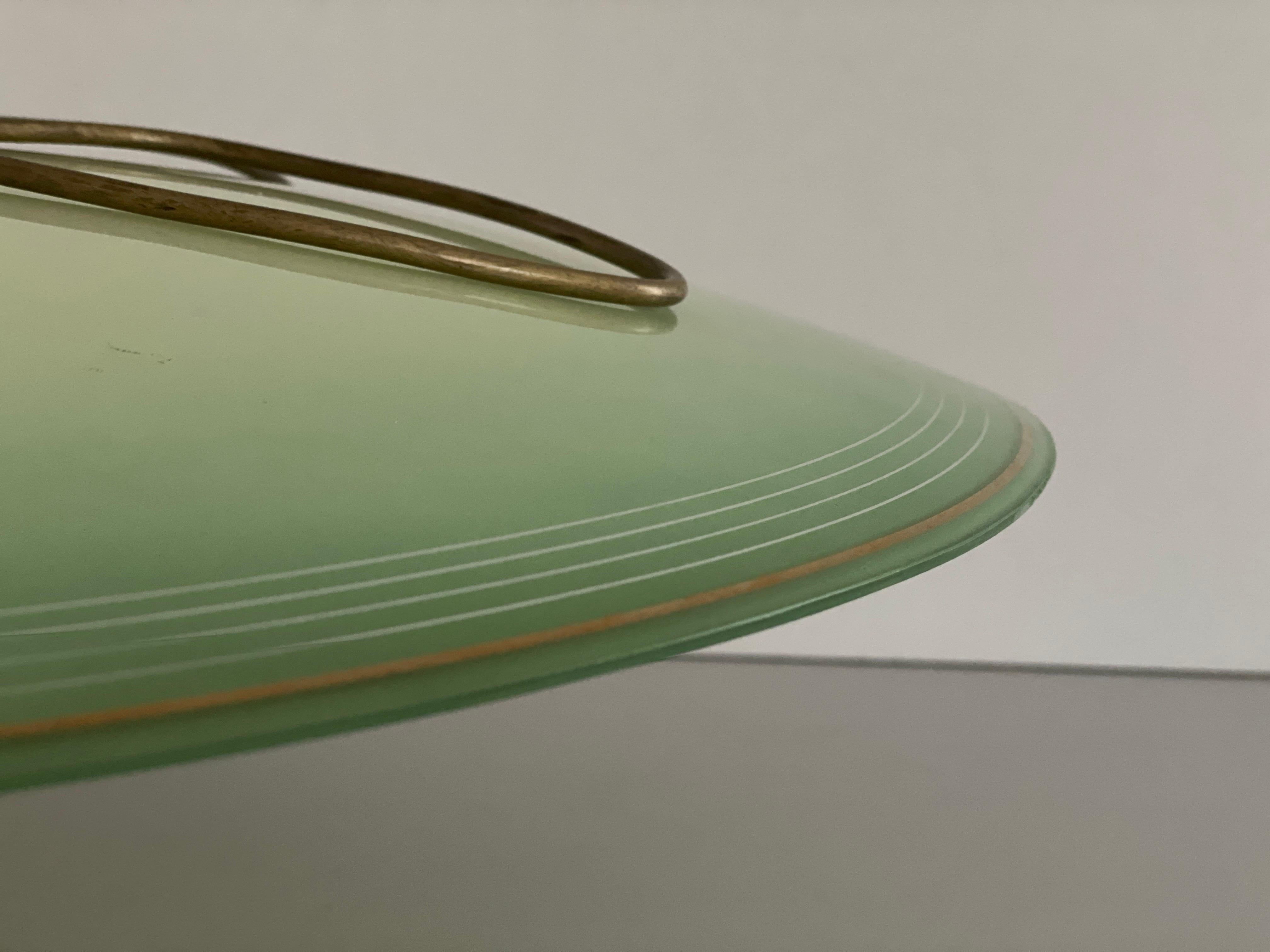 Lampada da soffitto in vetro verde Art Deco, anni '1940, Germania in vendita 3