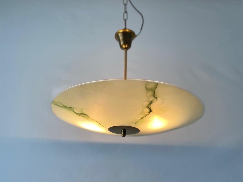 Art Deco Green Glass Ceiling Lamp, 1940s, Germany For Sale 7