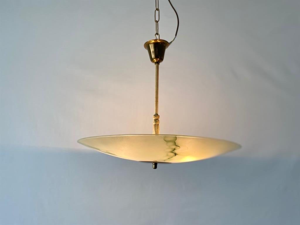 Art Deco Green Glass Ceiling Lamp, 1940s, Germany For Sale 8