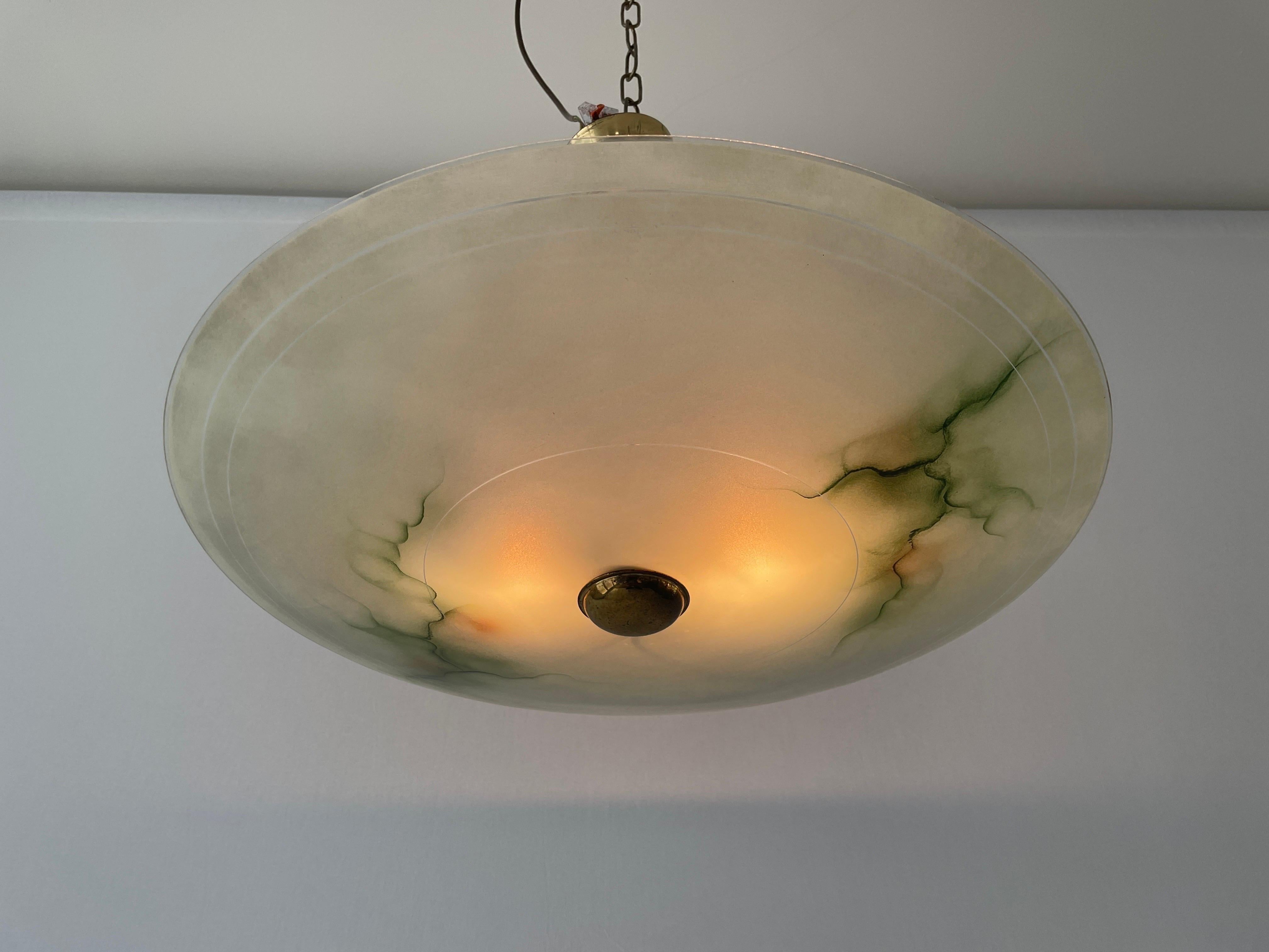 Art Deco Green Glass Ceiling Lamp, 1940s, Germany For Sale 9