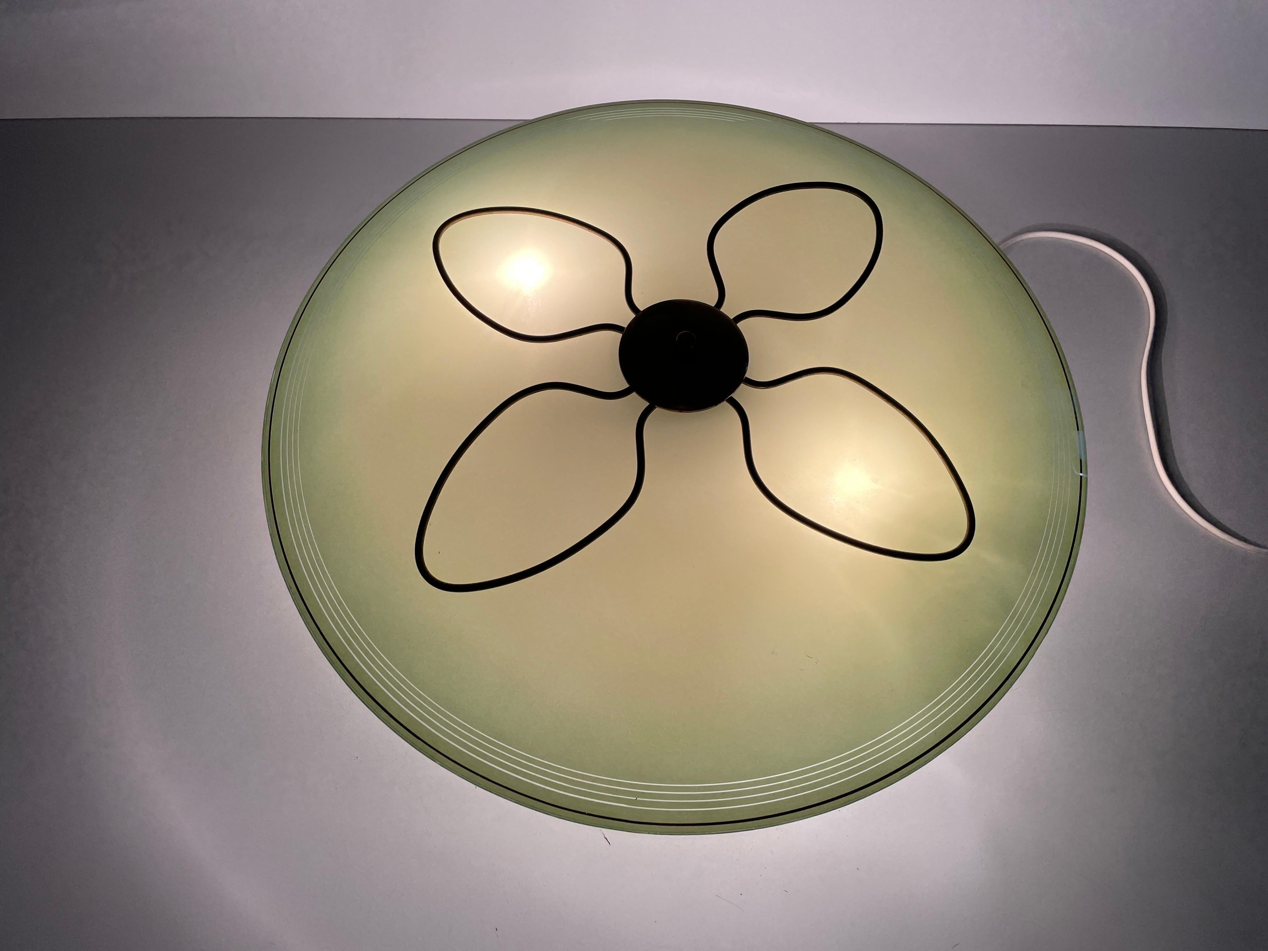 Lampada da soffitto in vetro verde Art Deco, anni '1940, Germania in vendita 6