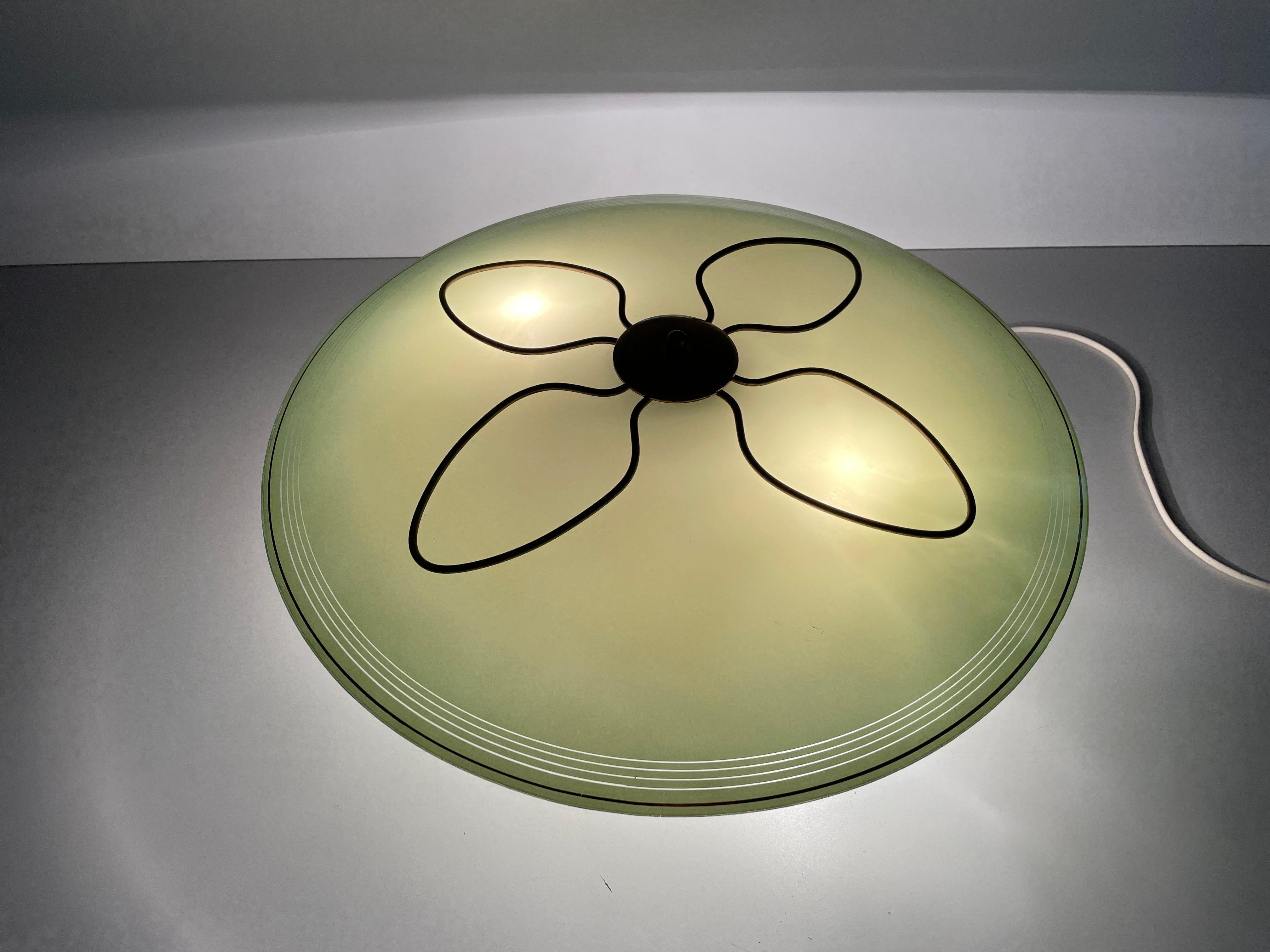 Lampada da soffitto in vetro verde Art Deco, anni '1940, Germania in vendita 7