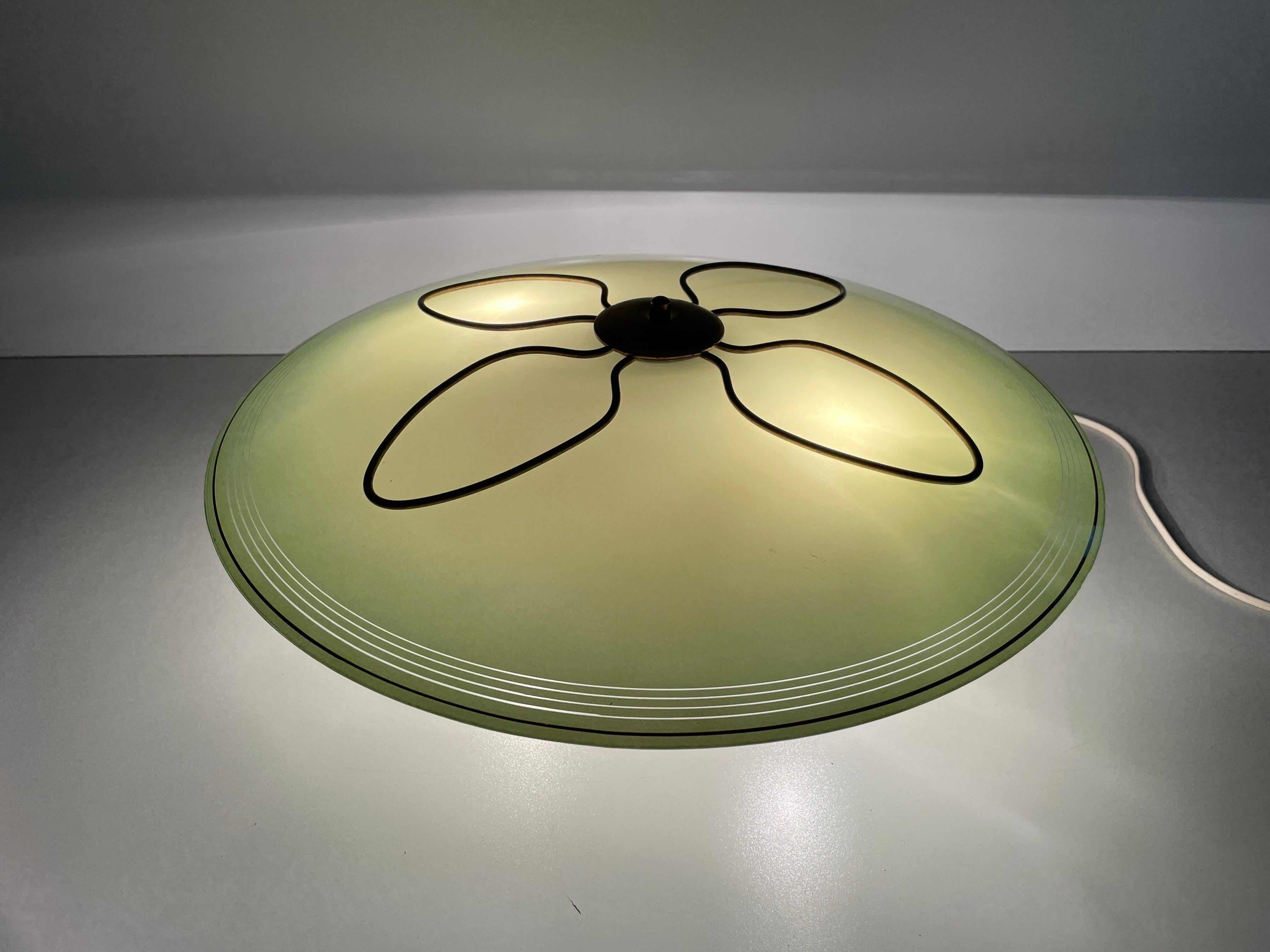 Lampada da soffitto in vetro verde Art Deco, anni '1940, Germania in vendita 8