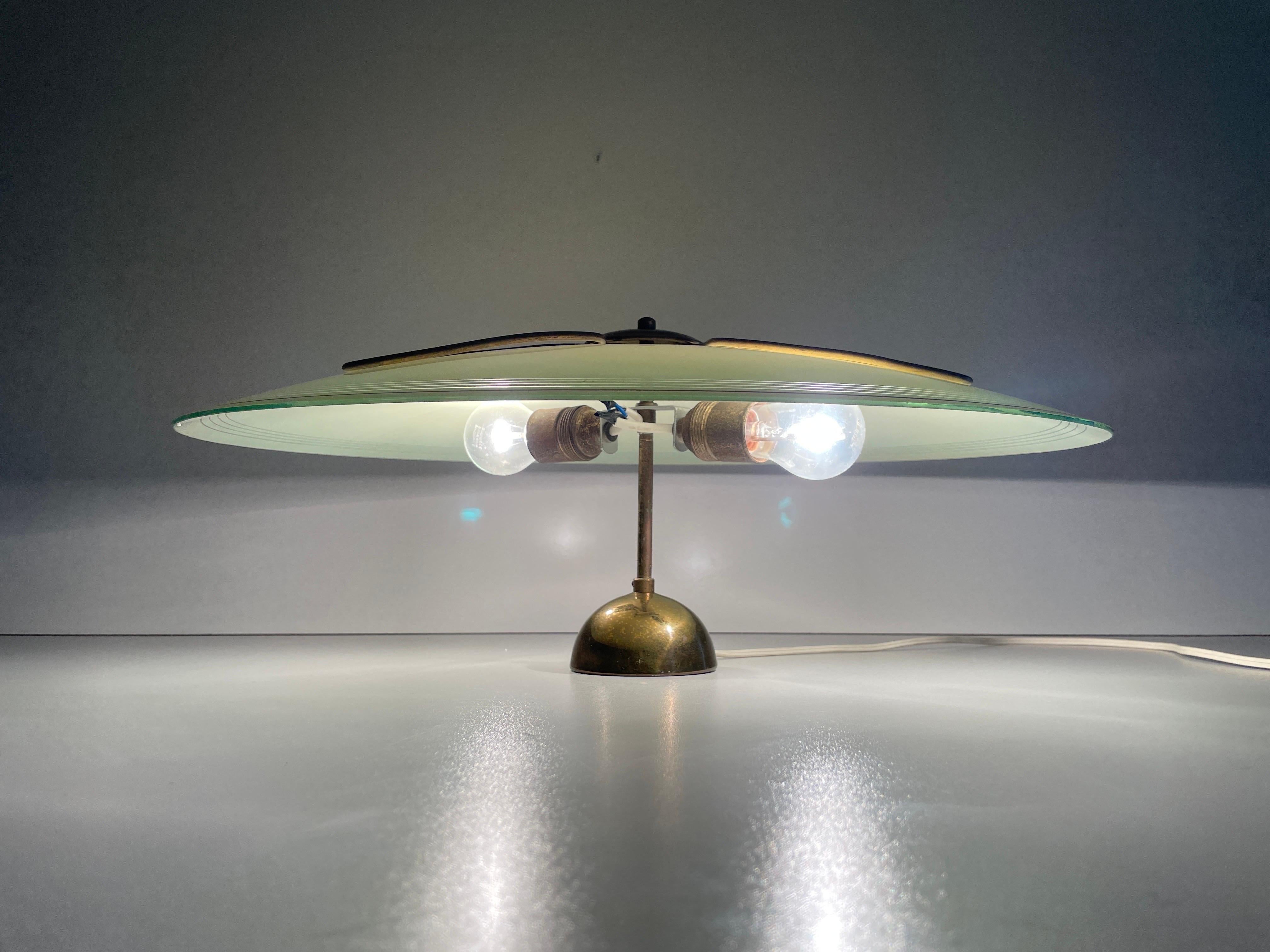 Lampada da soffitto in vetro verde Art Deco, anni '1940, Germania in vendita 11