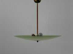 Art Deco Green Glass Ceiling Lamp, 1940s, Germany