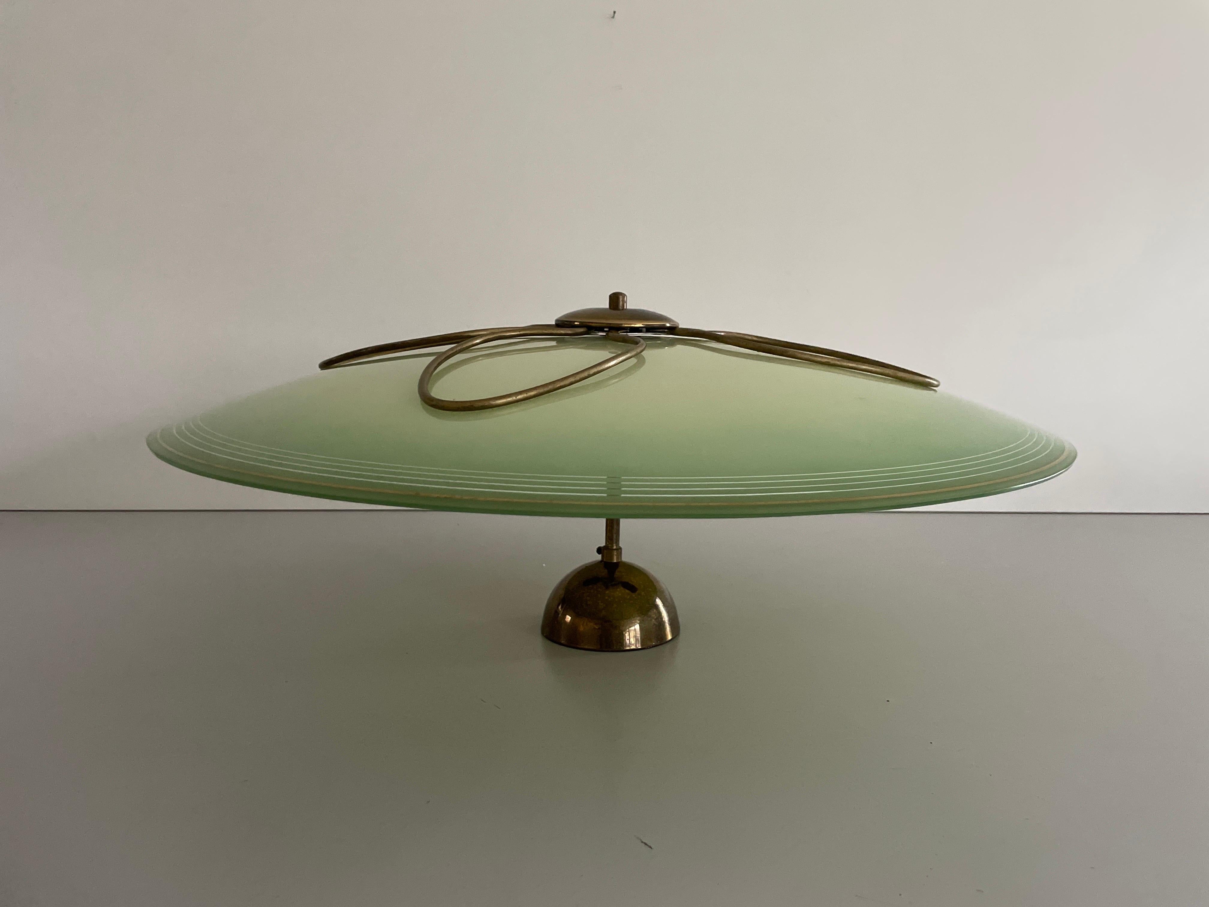 Art Déco Lampada da soffitto in vetro verde Art Deco, anni '1940, Germania in vendita