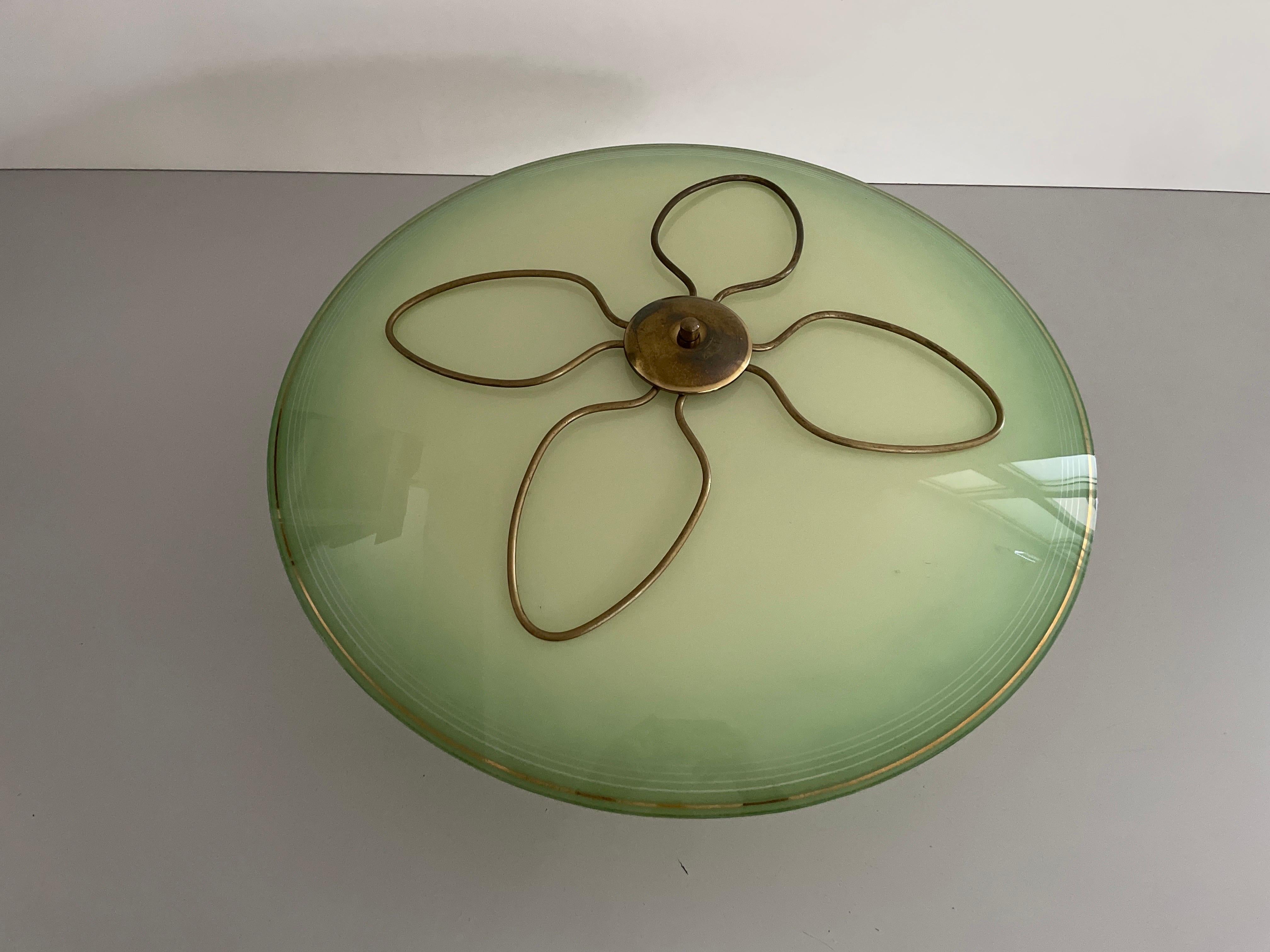 Tedesco Lampada da soffitto in vetro verde Art Deco, anni '1940, Germania in vendita