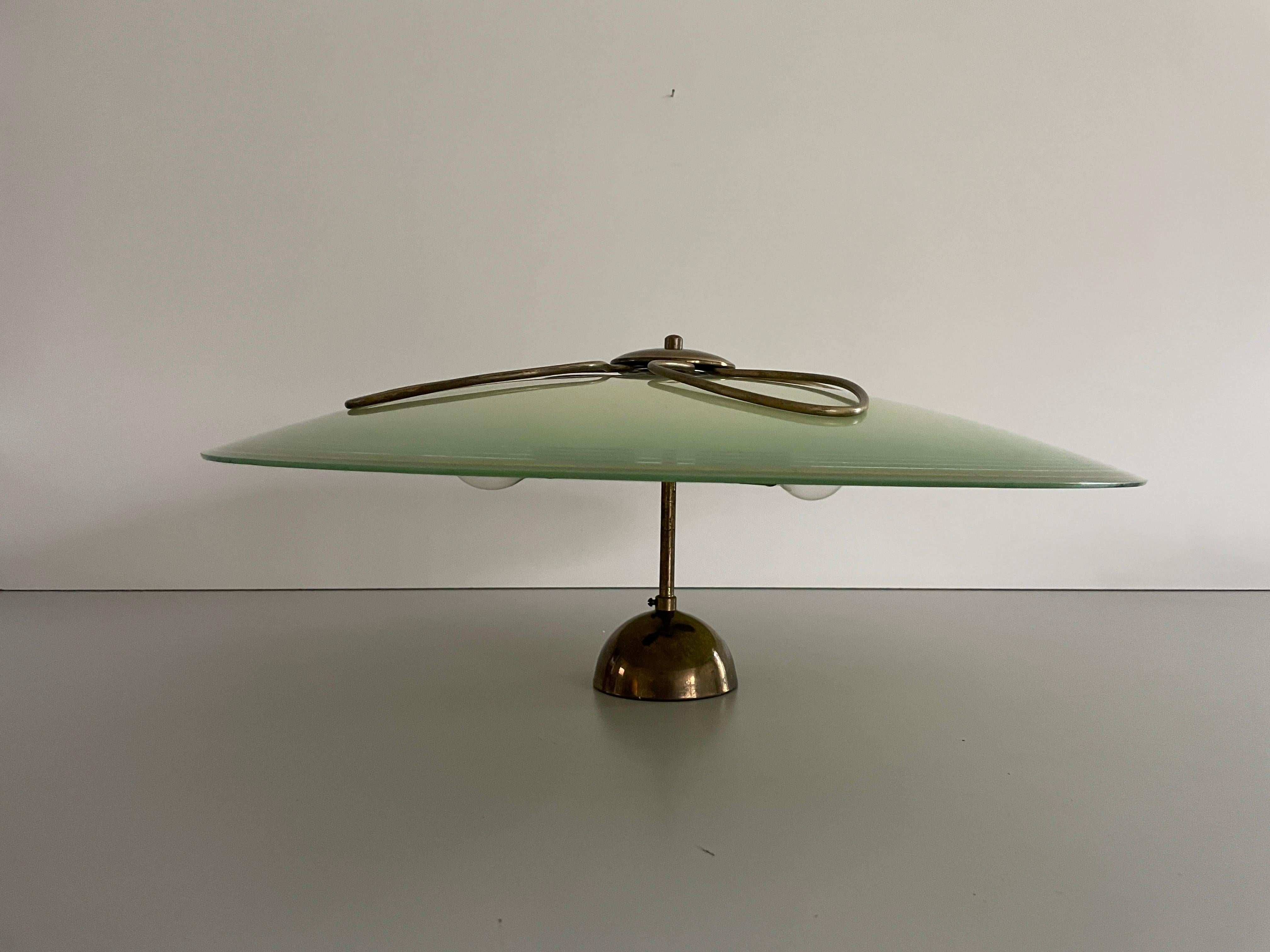 Metà XX secolo Lampada da soffitto in vetro verde Art Deco, anni '1940, Germania in vendita