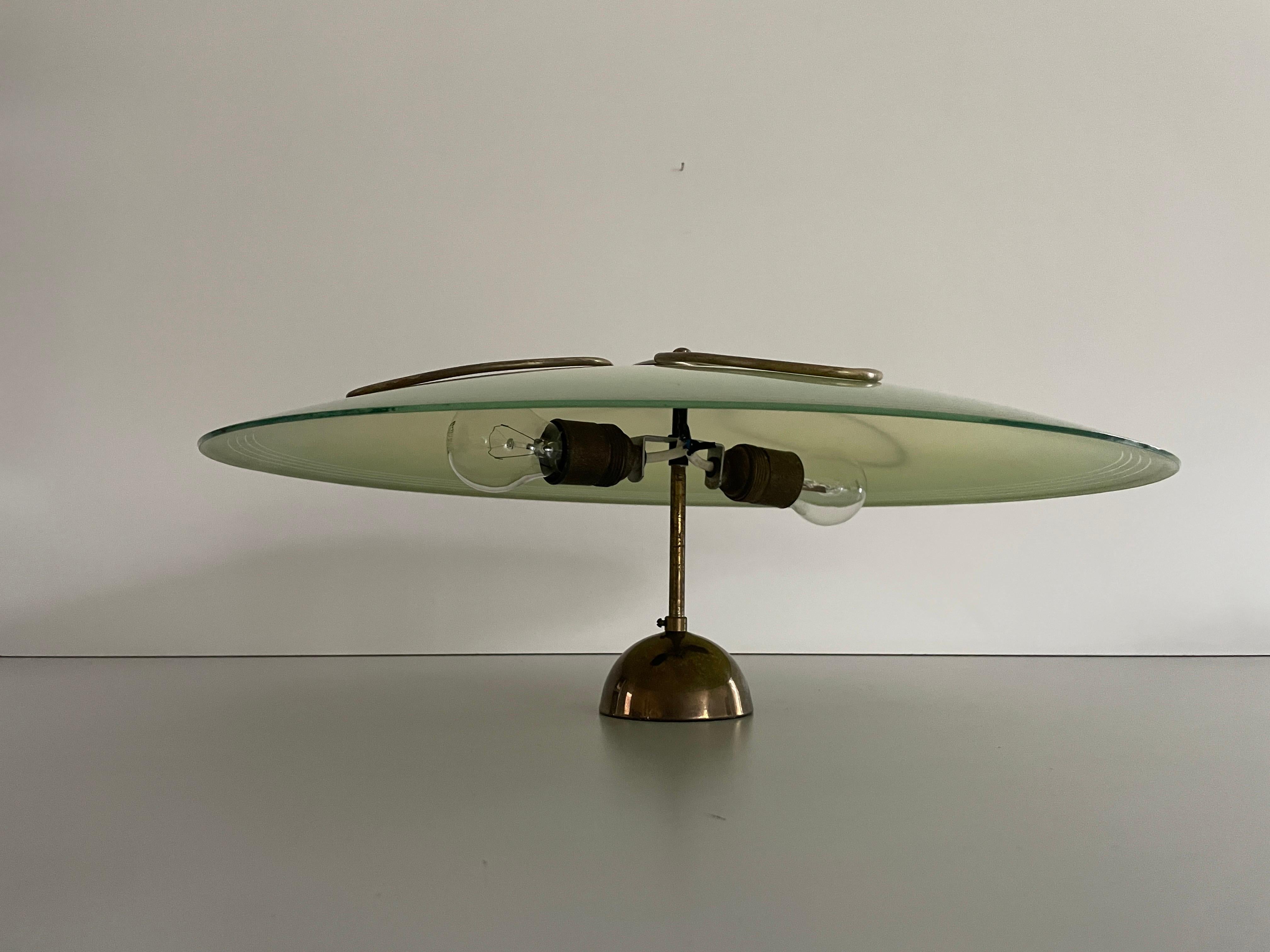 Ottone Lampada da soffitto in vetro verde Art Deco, anni '1940, Germania in vendita