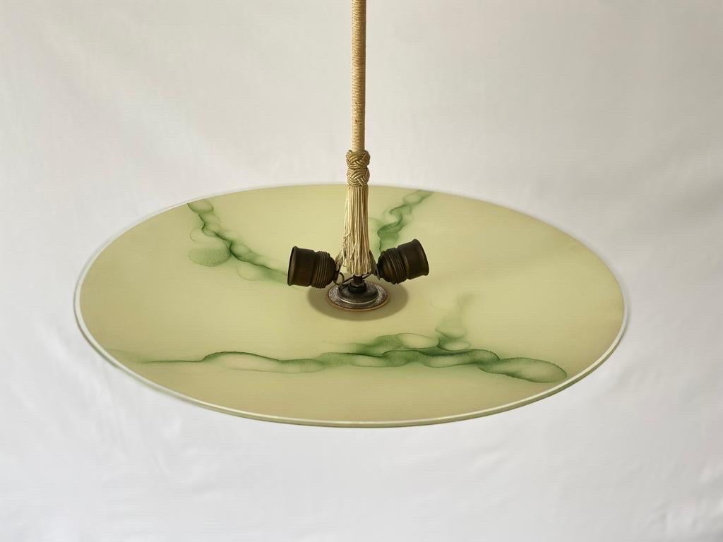 Art Deco Green Glass Ceiling Lamp, 1940s, Germany For Sale 4