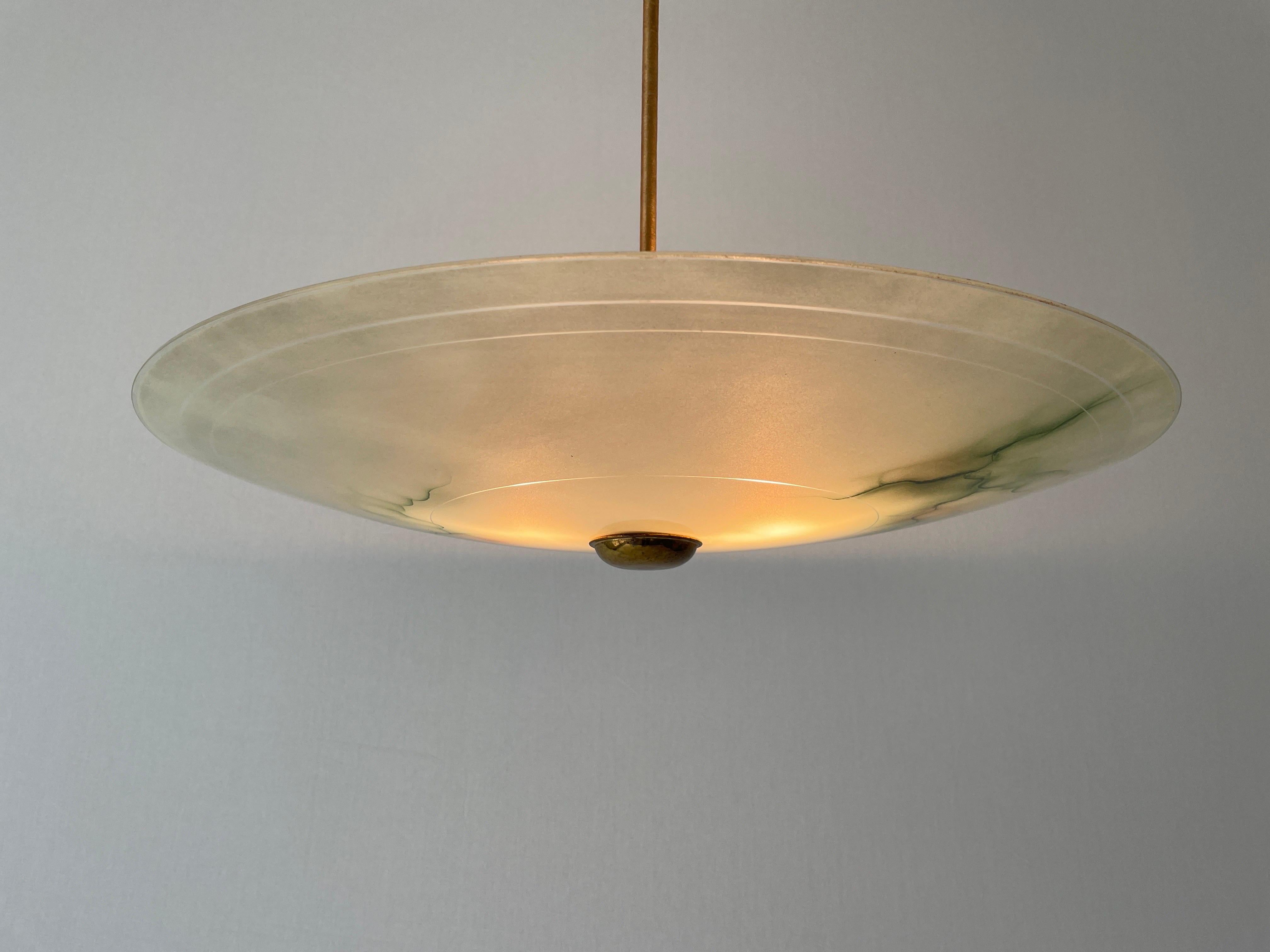 Art Deco Green Glass Ceiling Lamp, 1940s, Germany For Sale 5