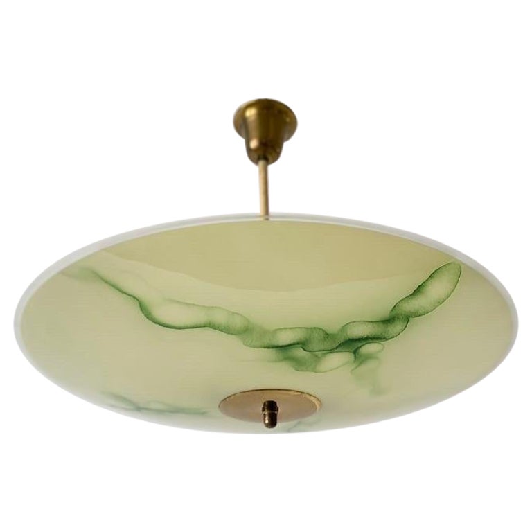 Deckenleuchte aus grünem Glas im Art déco-Stil, 1940er-Jahre, Deutschland