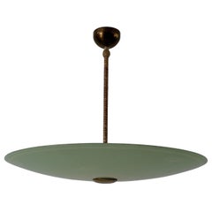Art Deco Green Glass Ceiling Lamp, 1940s, Germany