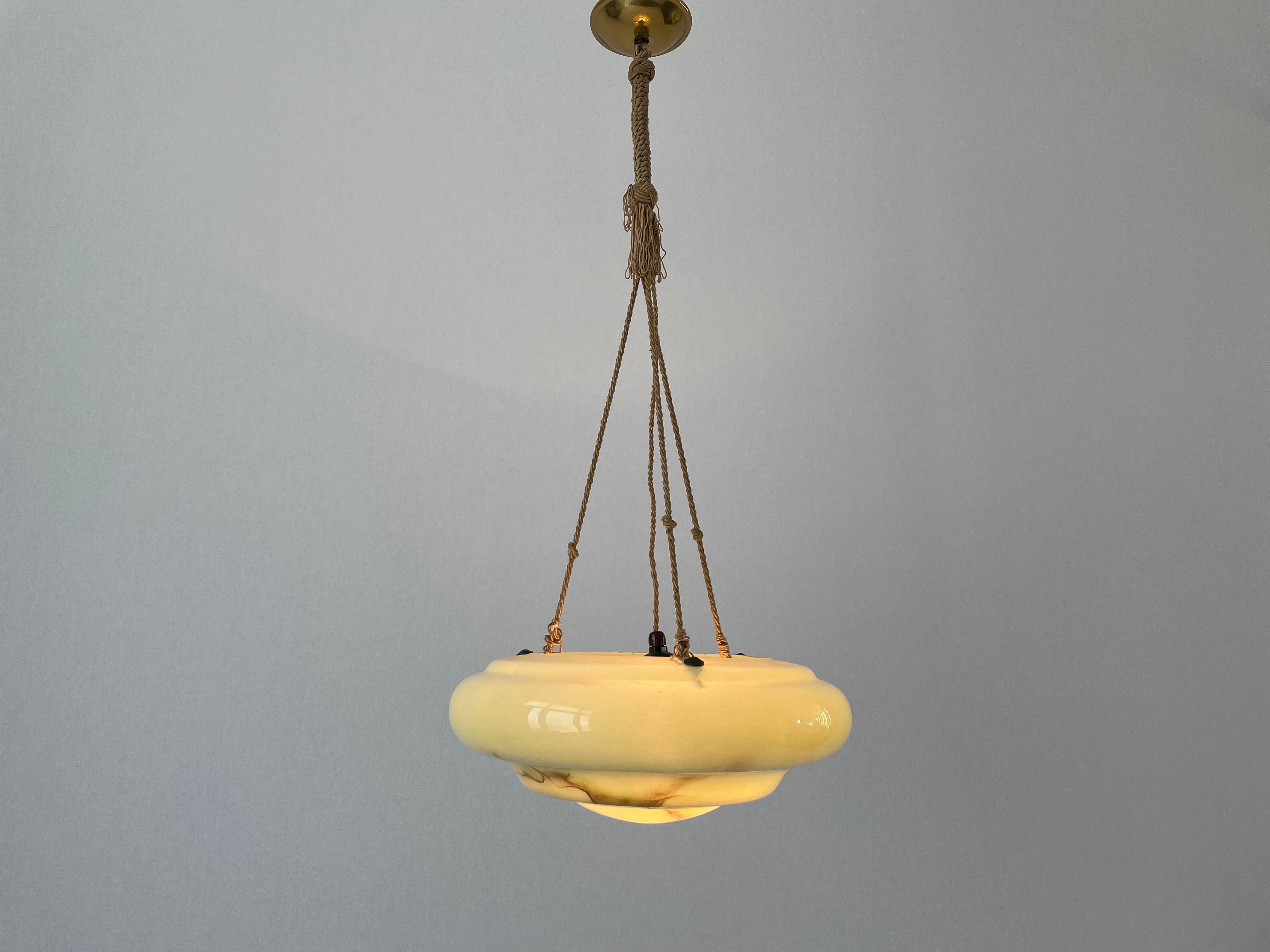 Art Deco Green Glass Ceiling Lamp, 1950s, Germany 10