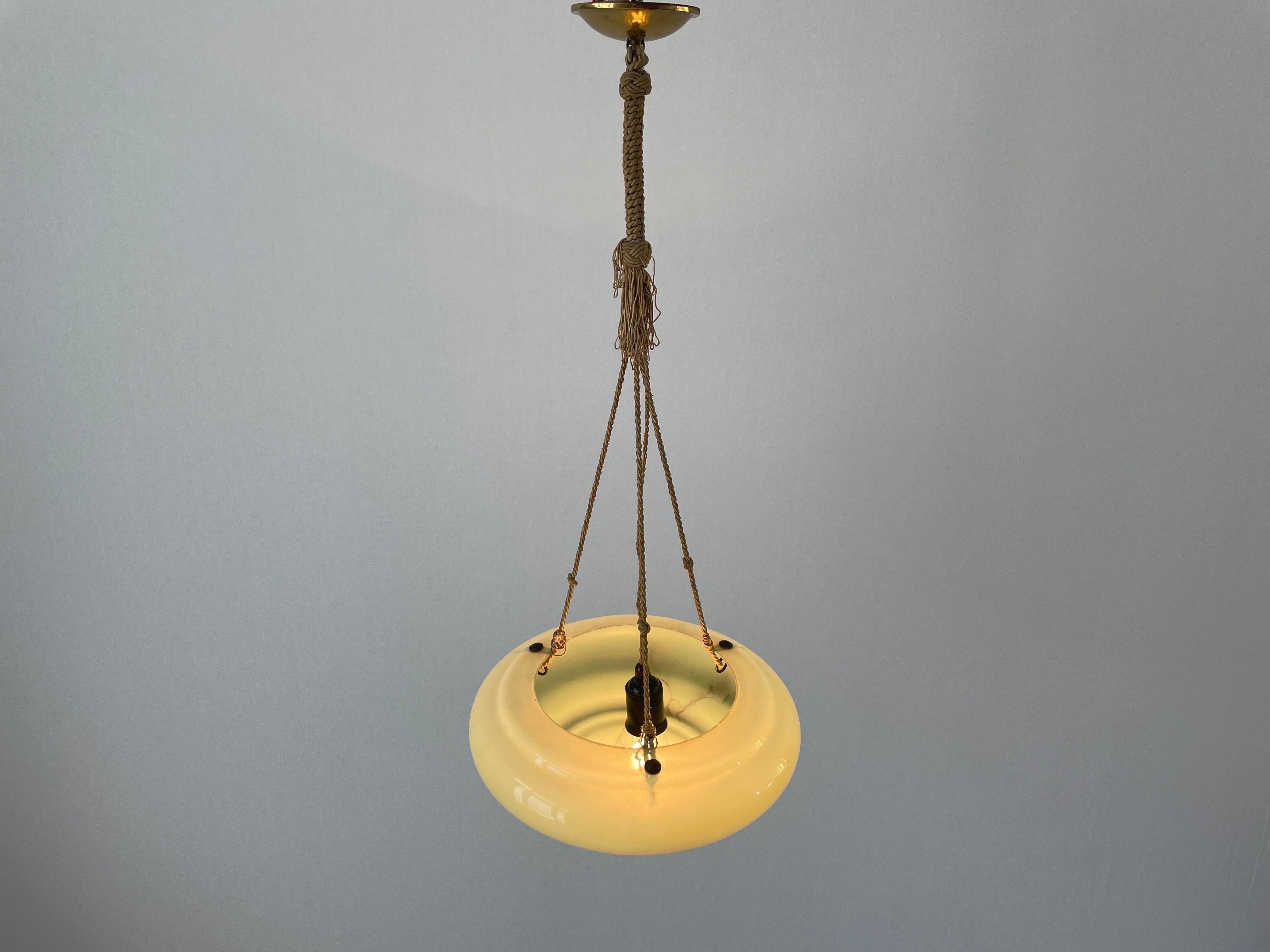 Art Deco Green Glass Ceiling Lamp, 1950s, Germany 11