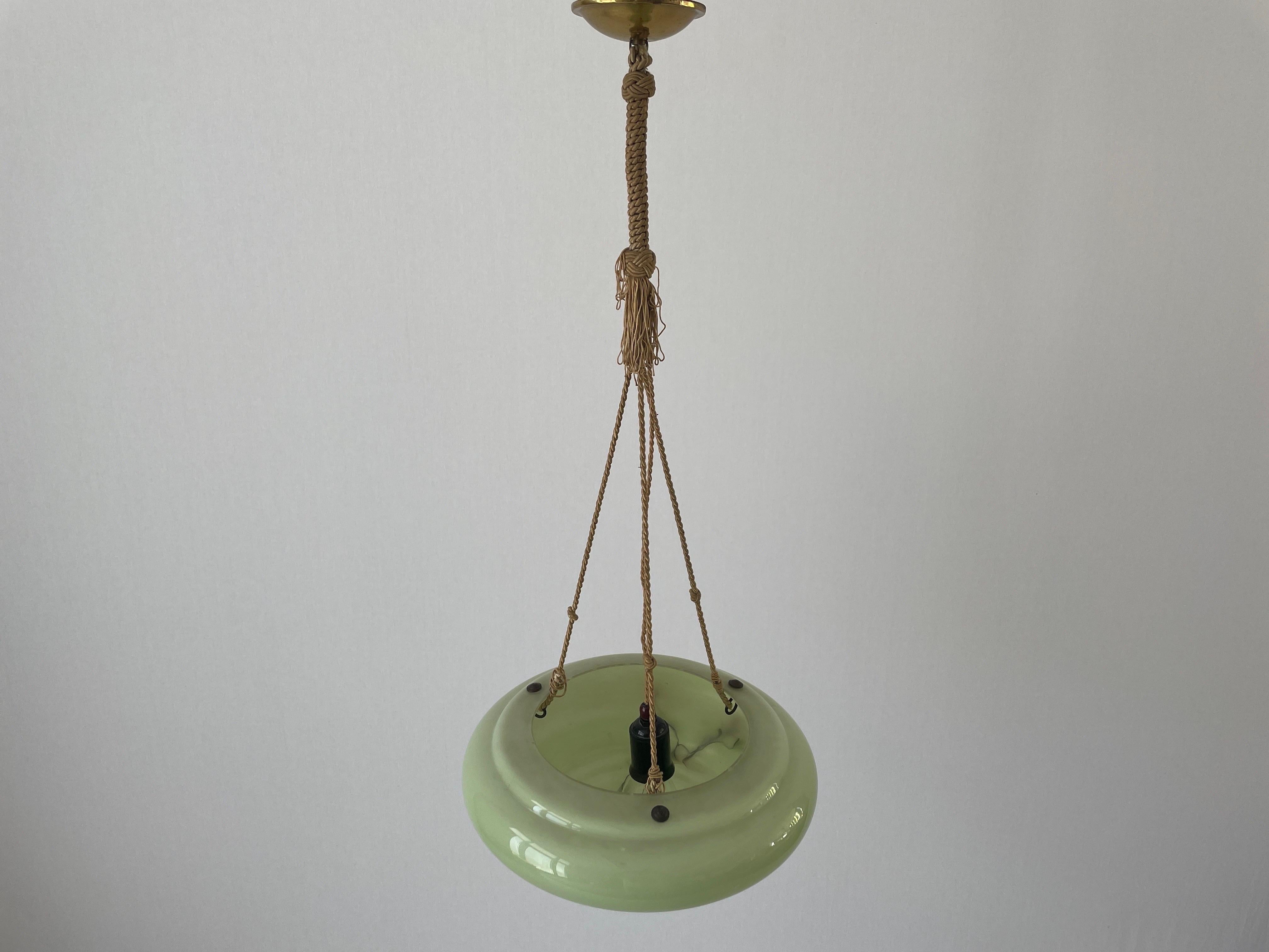 Art Deco Green Glass Ceiling Lamp, 1950s, Germany 3