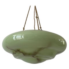 Art Deco Green Glass Ceiling Lamp, 1950s, Germany