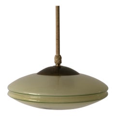 Art Deco Green Glass Ceiling Lamp by VEB Leuchten, 1940s, Germany