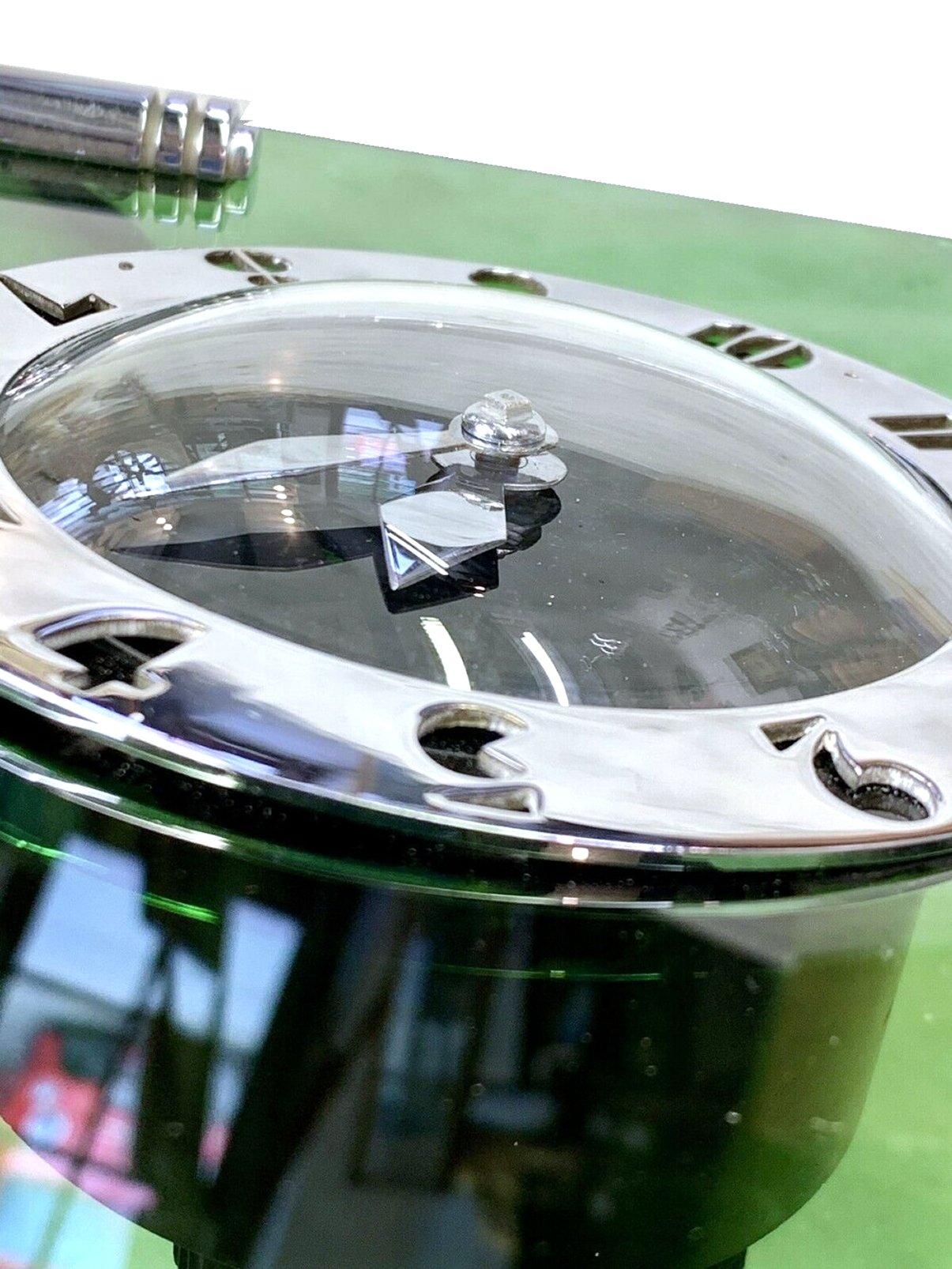 English Art Deco Green Glass & Chrome Electric Clock by Smiths, circa 1930
