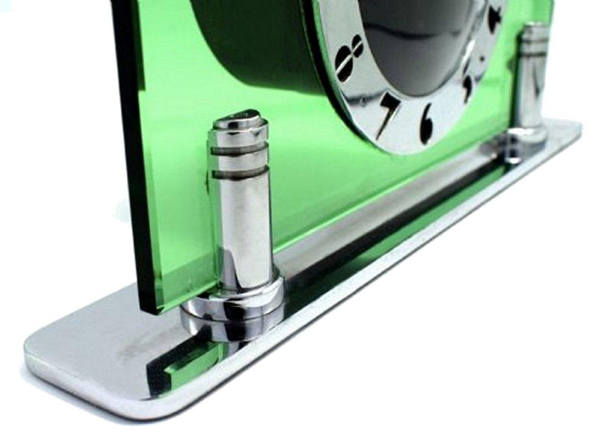 Art Deco Green Glass & Chrome Electric Clock by Smiths, circa 1930 1