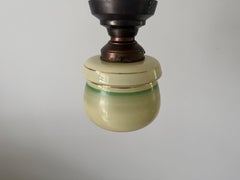 Art Deco Green Glass Flush Mount Light, 1940s, Germany