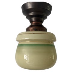 Art Deco Green Glass Flush Mount Light, 1940s, Germany