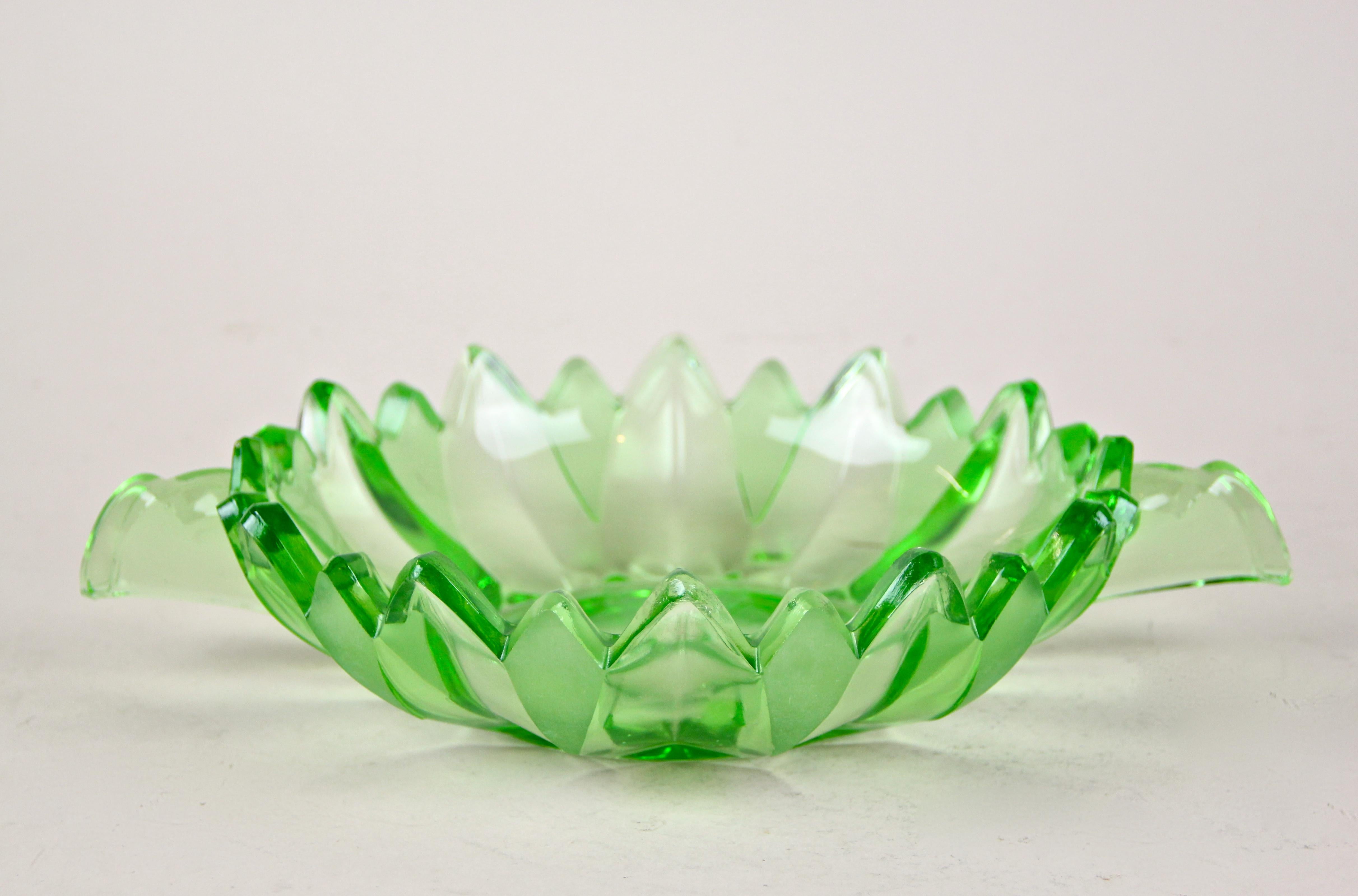 20th Century Art Deco Green Glass Bowl, Austria, circa 1930